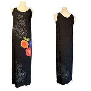 Vintage 1990s Chico's 100% Silk Maxi Floral Dress Small